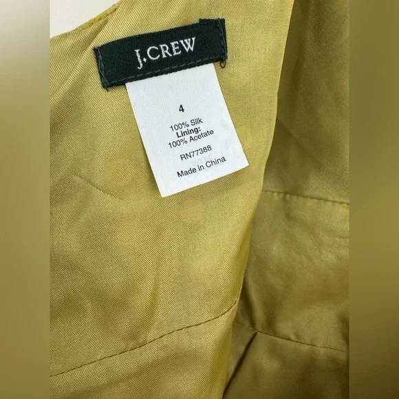 J. Crew 100% Silk Polka Dot V-Neck Sheath Dress Chartreuse Sz 4 - Picture 8 of 8
